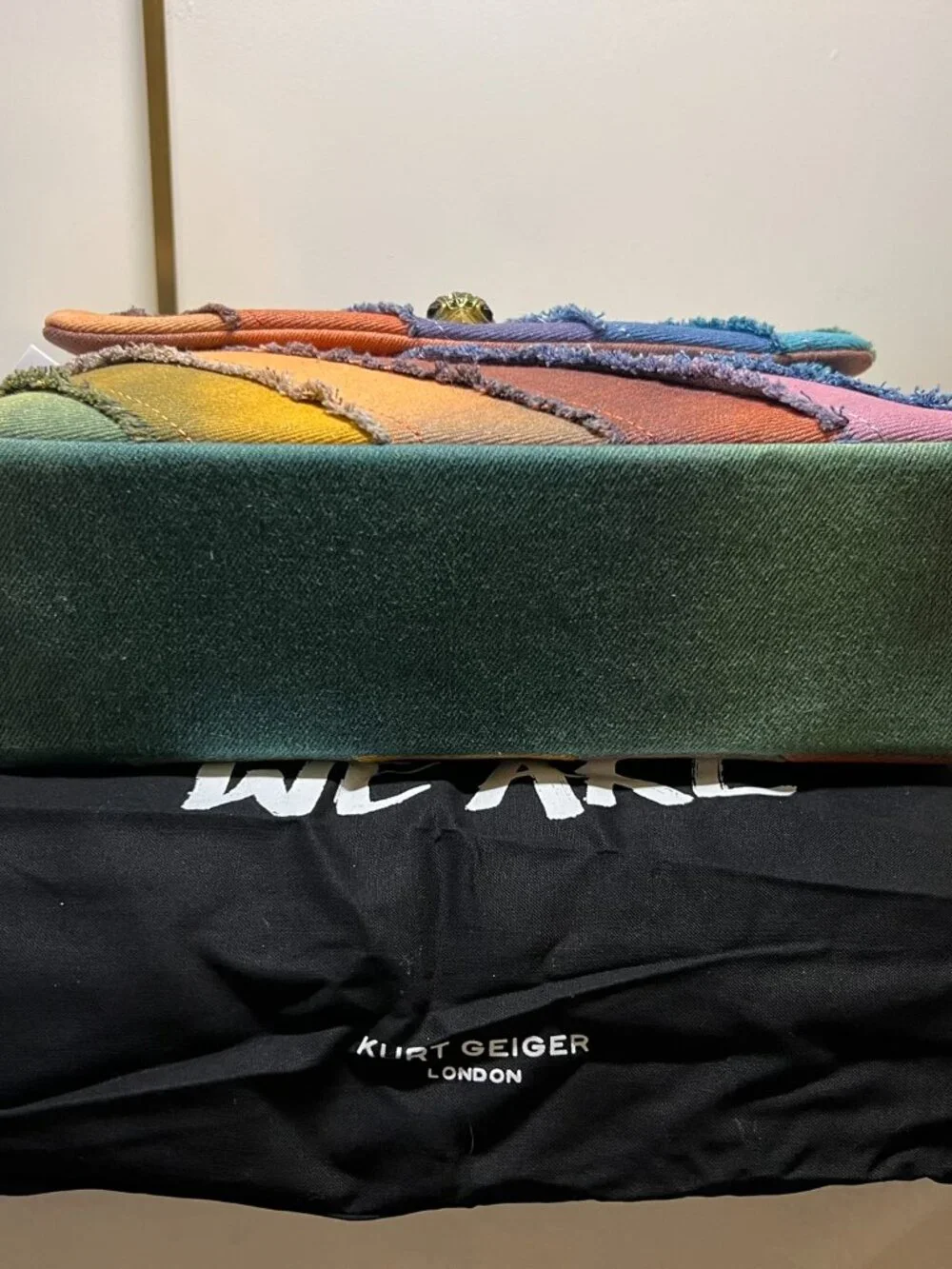 KURT GEIGER Large Kensington Multicolor Denim Crossbody Bag NWT - Picture 10 of 16